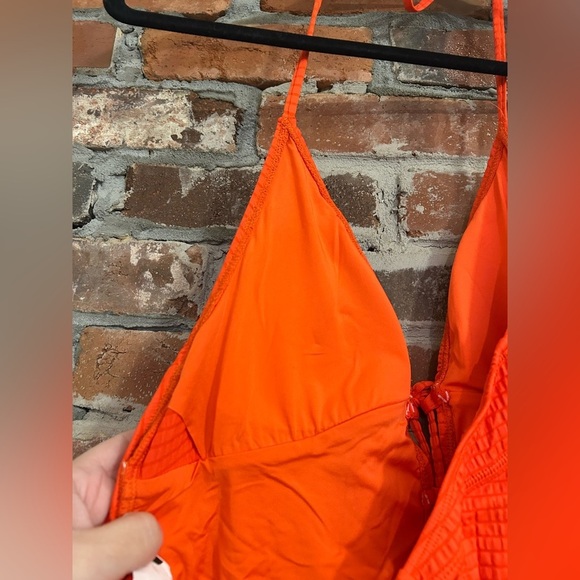 Lucky Brand Orange Textured One Piece Halter Size Large - Picture 12 of 12